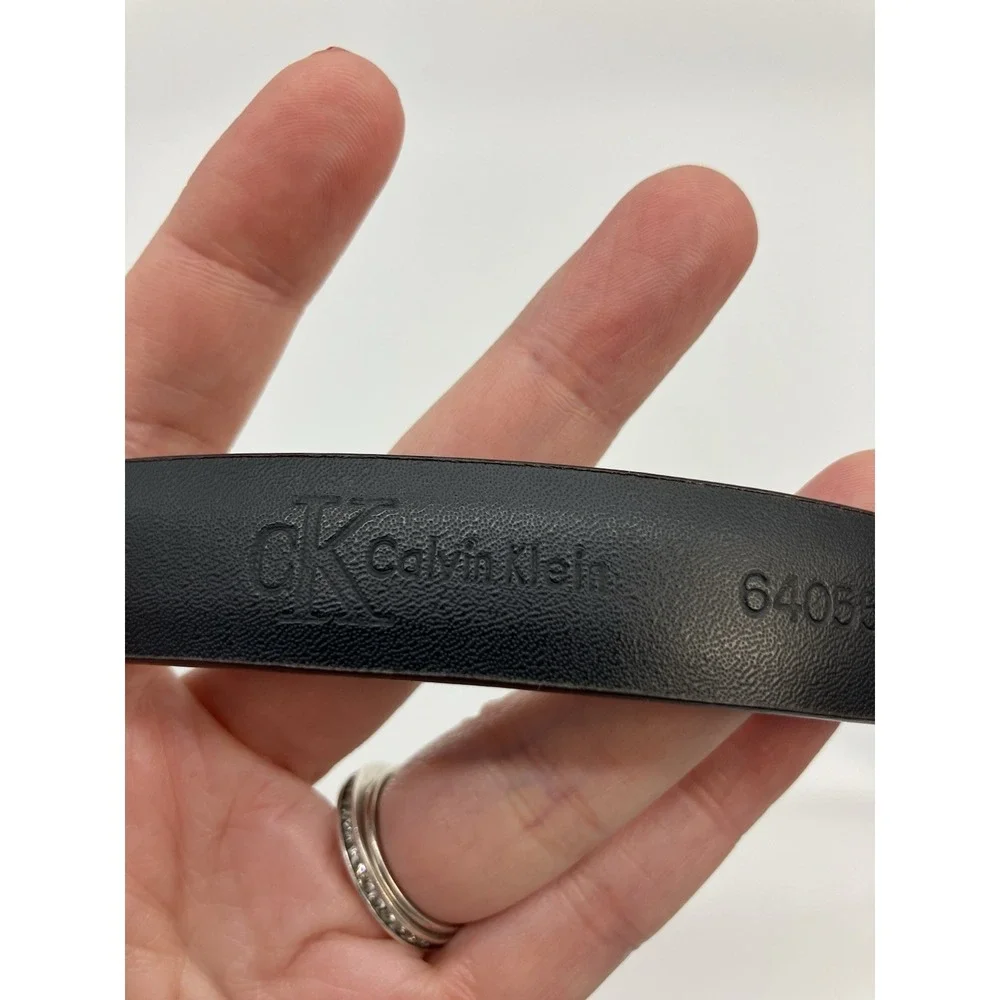 Calvin Klein Leather Belt Women S Black CK Logo Classic Preppy Minimalist Office
